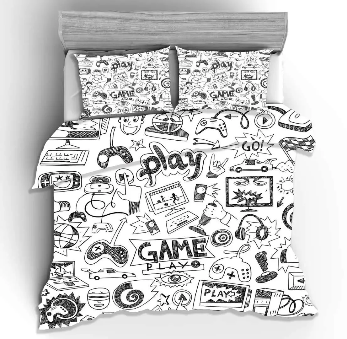 3d Digital Gamer Bedding Set Quilt Cover With Pillowcases Twin 2/3Pcs Video Game Comforter Cover Full Queen King Double Size