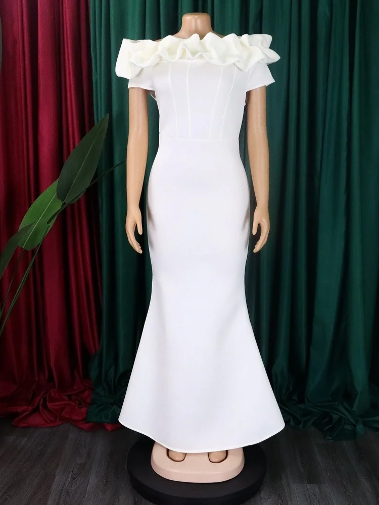Wmstar Dresses for Women Wholesale Party Fishtail Ruffled Bodycon Off Shoulder Elegant Evening Dress New in Summer Dropshopping