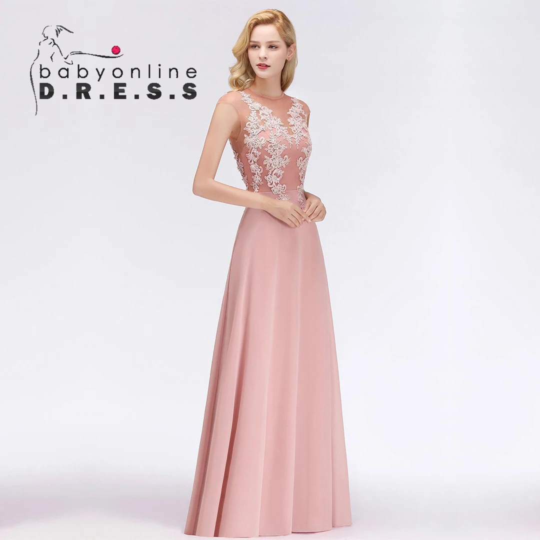 BABYONLINE Bridesmaid Dresses Illusion Neckline Floral Lace - Main Image