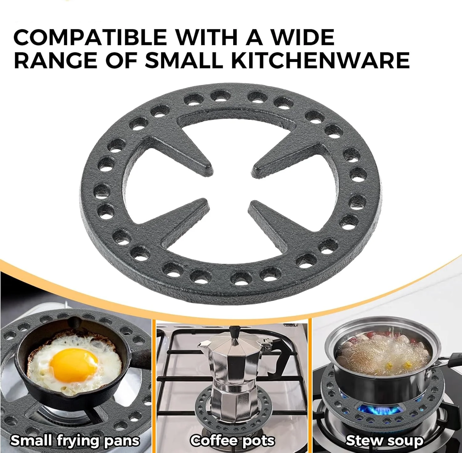 1pc Cast Iron Gas Stove Cooker Ring Reducer for Gas Stovetop Espresso Maker Coffee Moka Pot Outer Diameter 5.04"