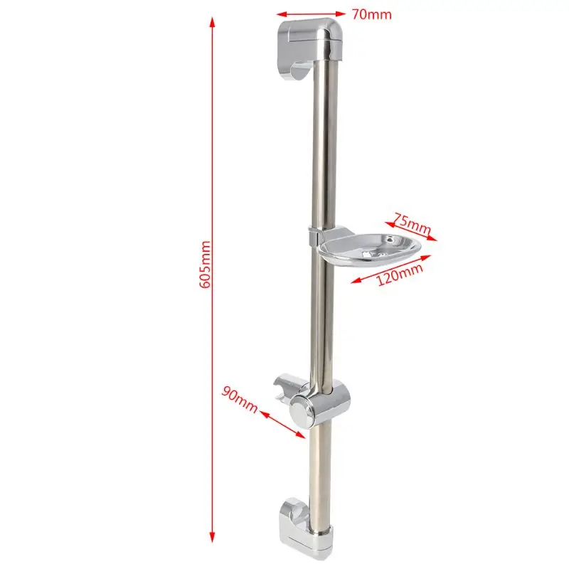 Shower Rod Holder Practical Shower for Head Holding Rod with Soap Box Adjustable Stainless Steel Lifting Rod Bathroom Supplies