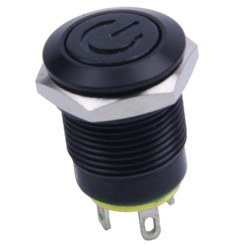 

5X 12V 2A 9,5 Mm Φ металлическая крышка, Мгновенный кнопочный переключатель питания для автомобиля, модифицированный, желтый