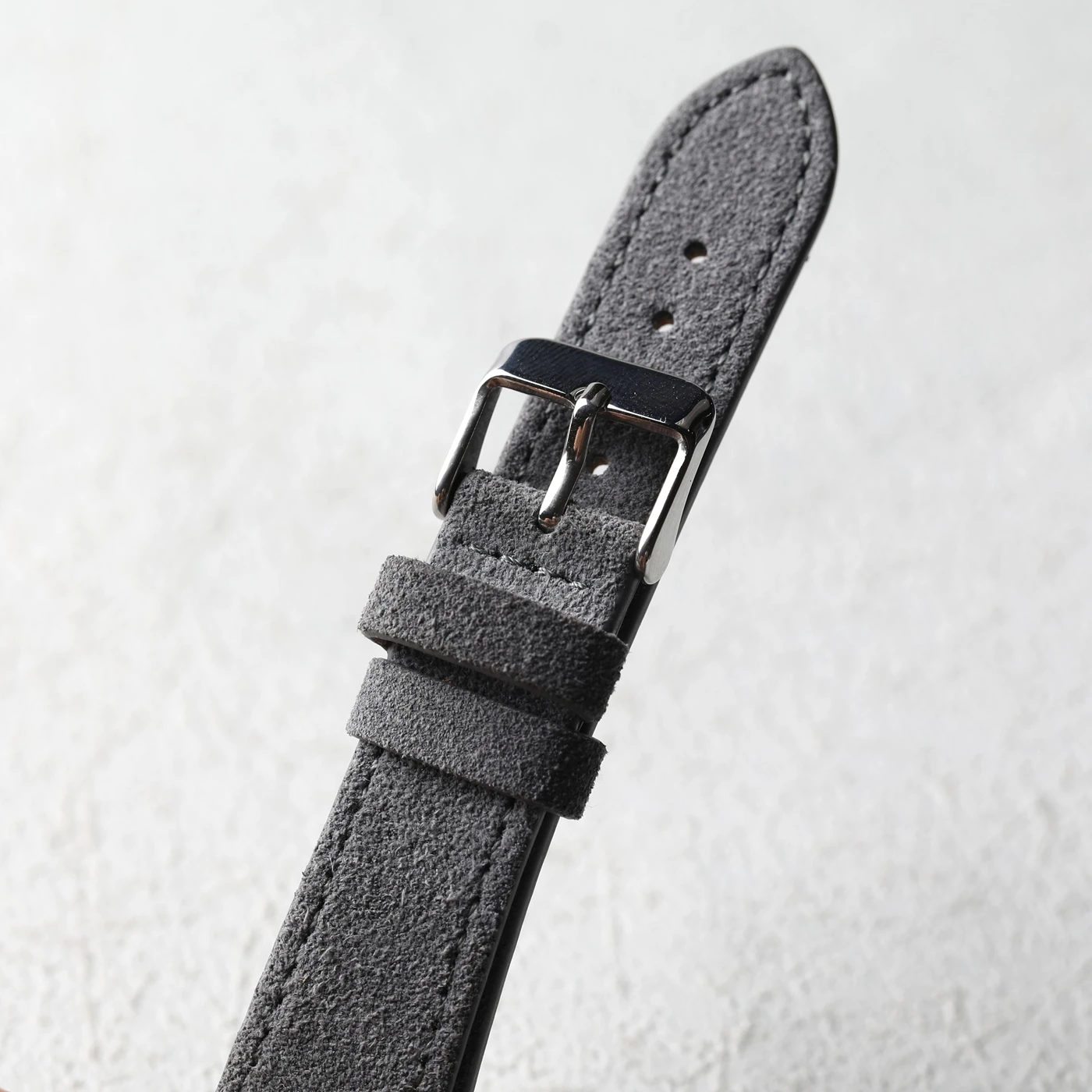 Vintage Gray Handmade Soft Suede Men's Leather Bracelet Strap, S/M Size