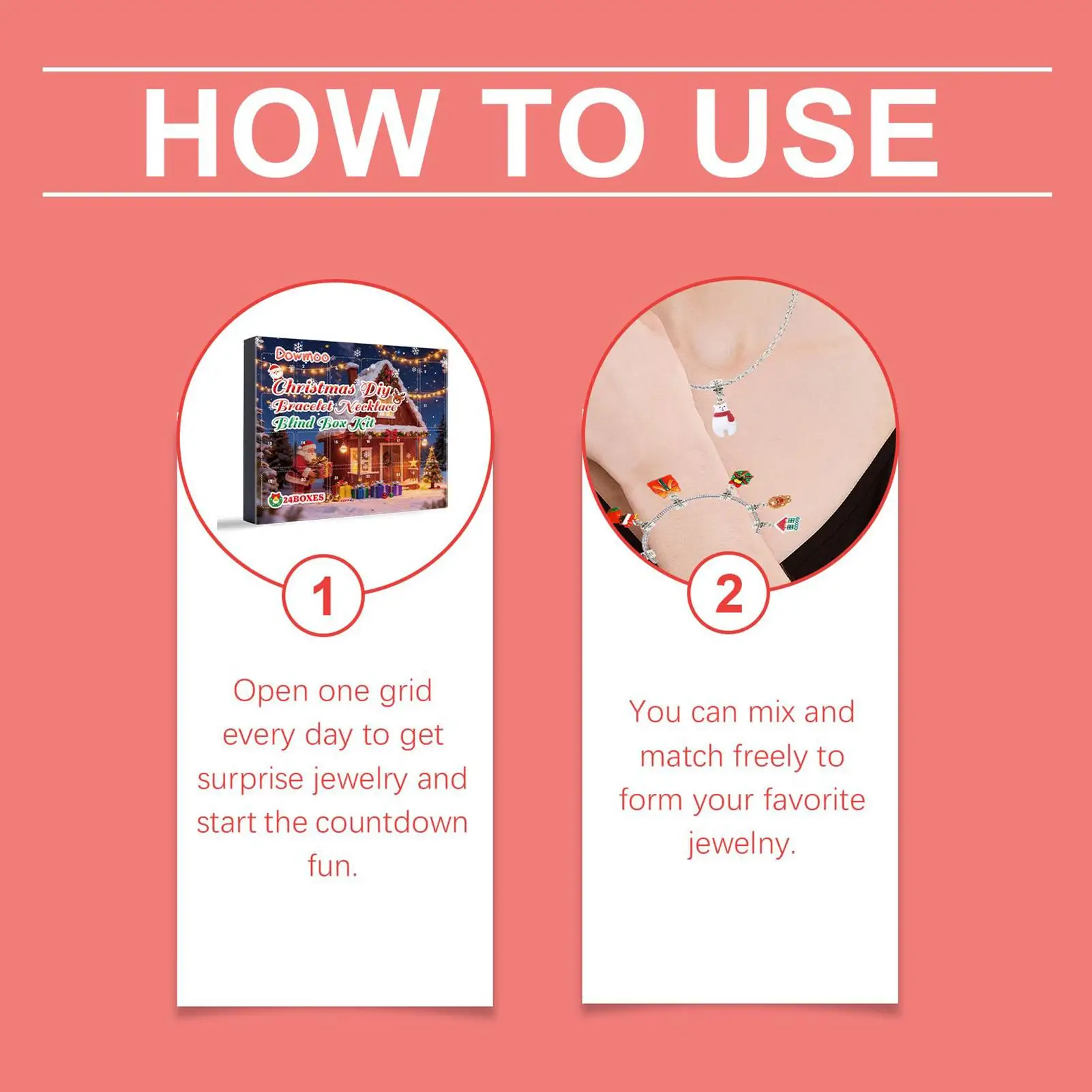 Christmas Bracelets Making Kit 24 Days Countdown Calendar Advent Gift Box Christmas Charm s Bracelet Set Ornament Christmas Gift