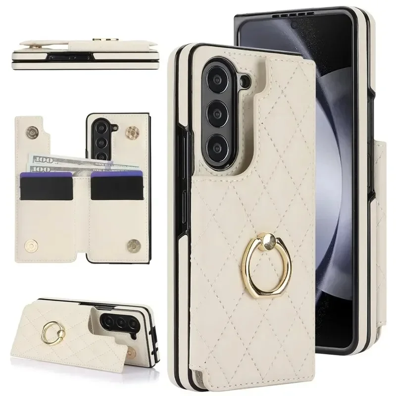Luxurious Leather Ring Wallet with Card Holder & Kickstand - Shockproof Phone Case
