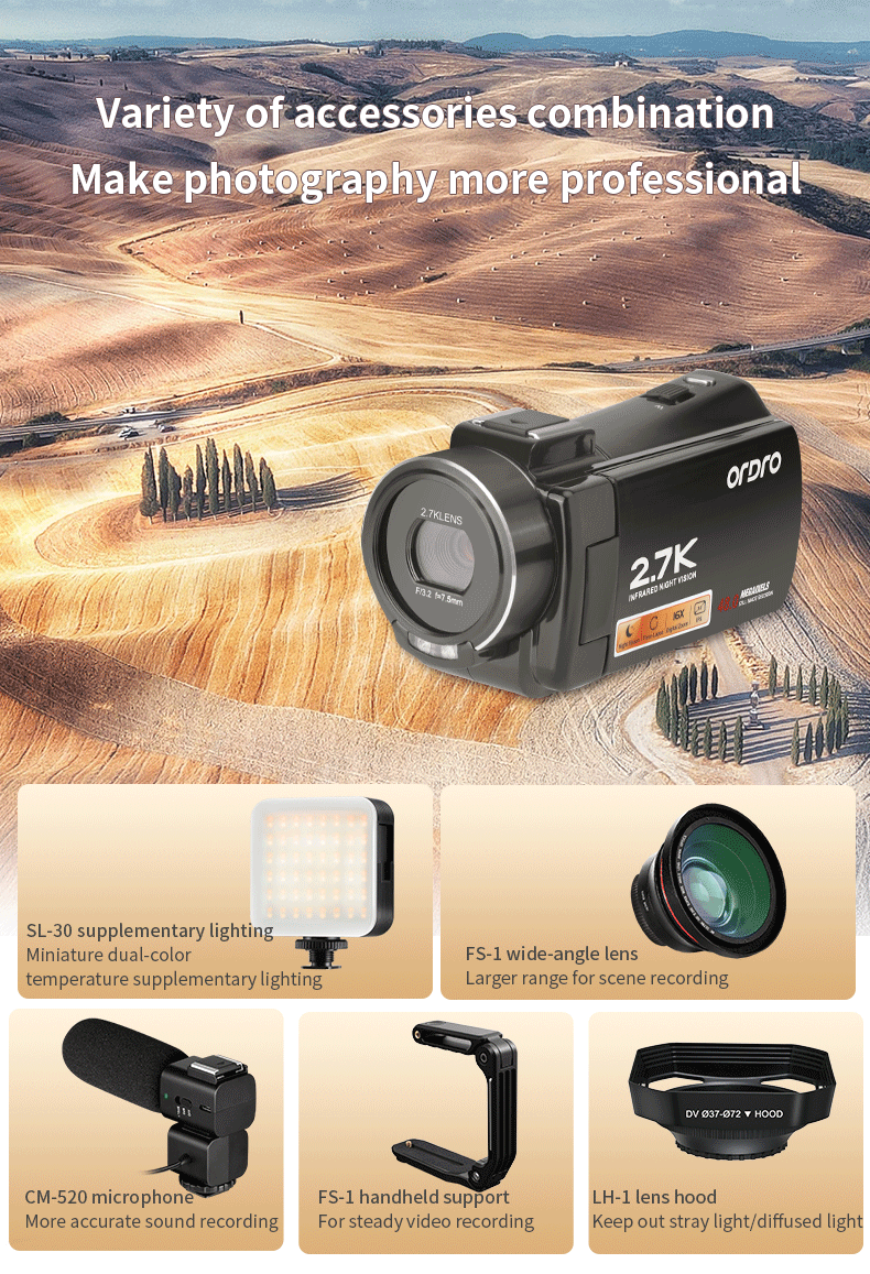 Видеокамера с инфракрасным ночным видением, видеокамера 2,7 K 1080P ...