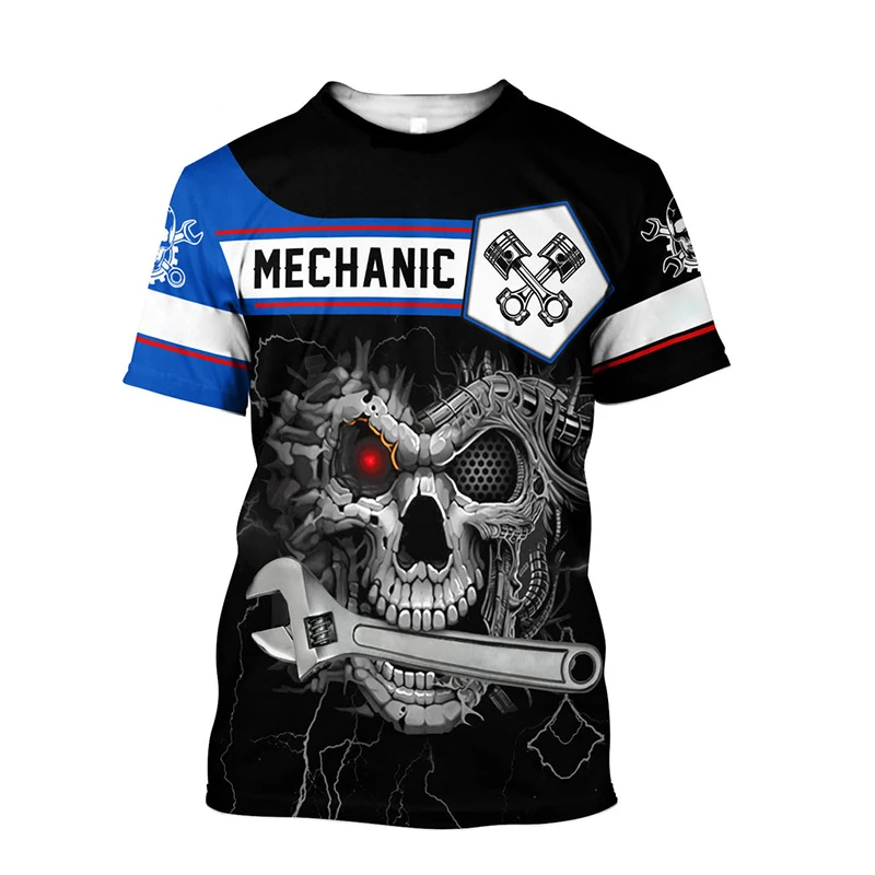 

Men T Shirt Vintage T-shirt Summer Clothing Personalized Name Mechanic 3D Printed Tops Street Casual Sports Oversized Pullover