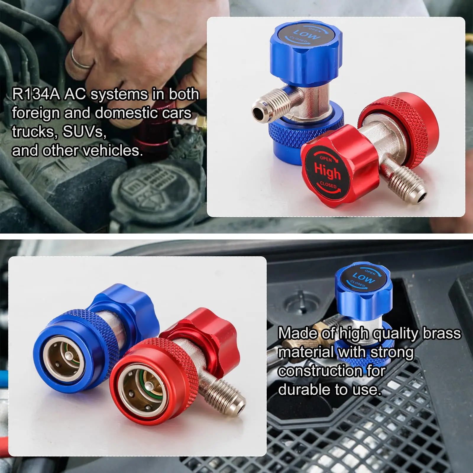 1 Pair R134A H/L Freon Auto Car Quick Coupler Connector Adapters For Air Conditi