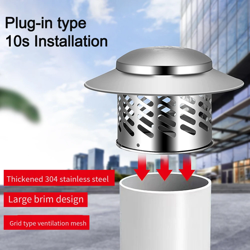 ฝาครอบปล่องควันทรงกลมขนาด 80/110/160/200 มม. สำหรับระบายอากาศ ท่อระบายอากาศ ฝาครอบสแตนเลสสำหรับหลังคา ท่อระบายอากาศสำหรับช่องระบายอากาศบนหลังคา 1