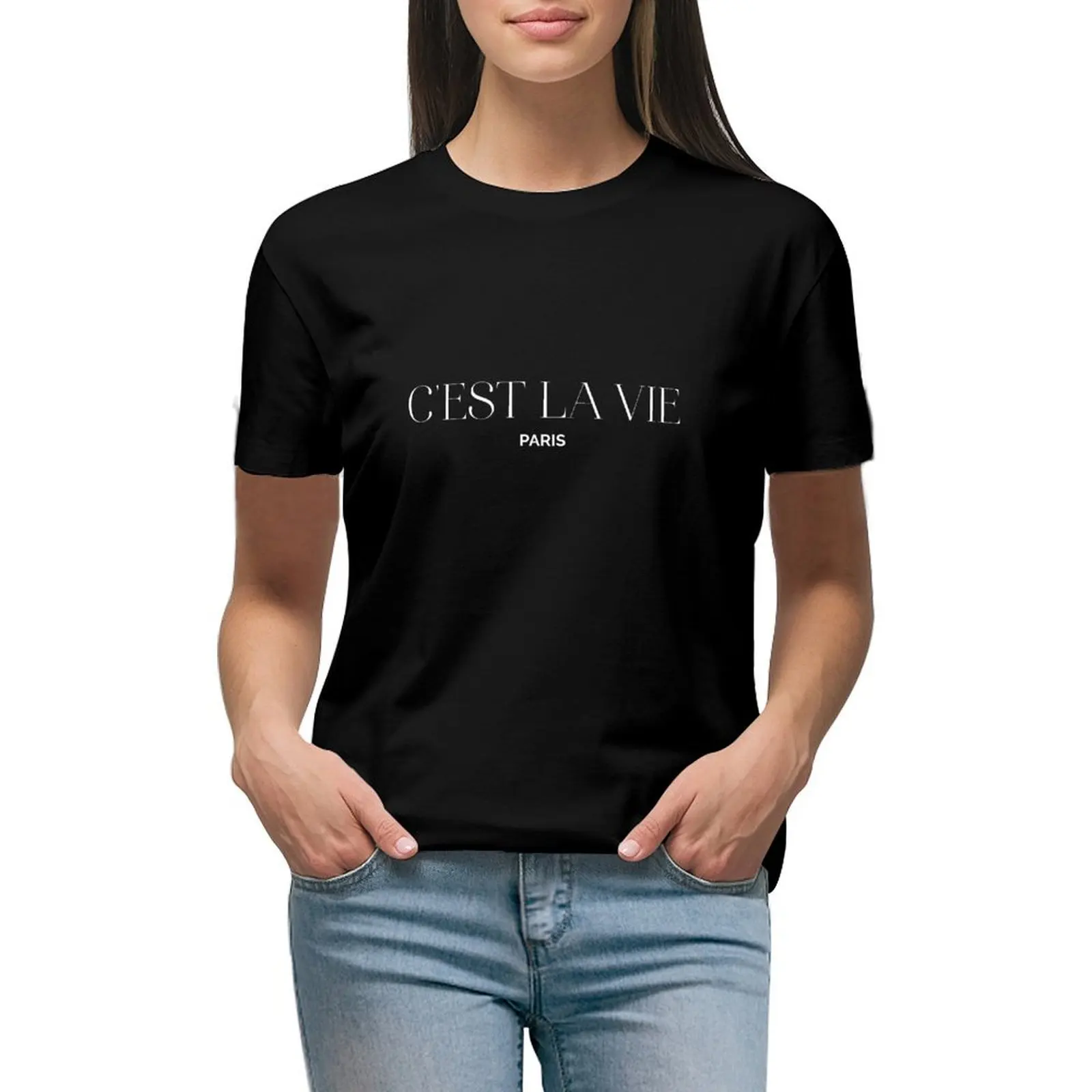 

C'est La Vie T-shirt Aesthetic clothing oversized spring clothes Women 2024