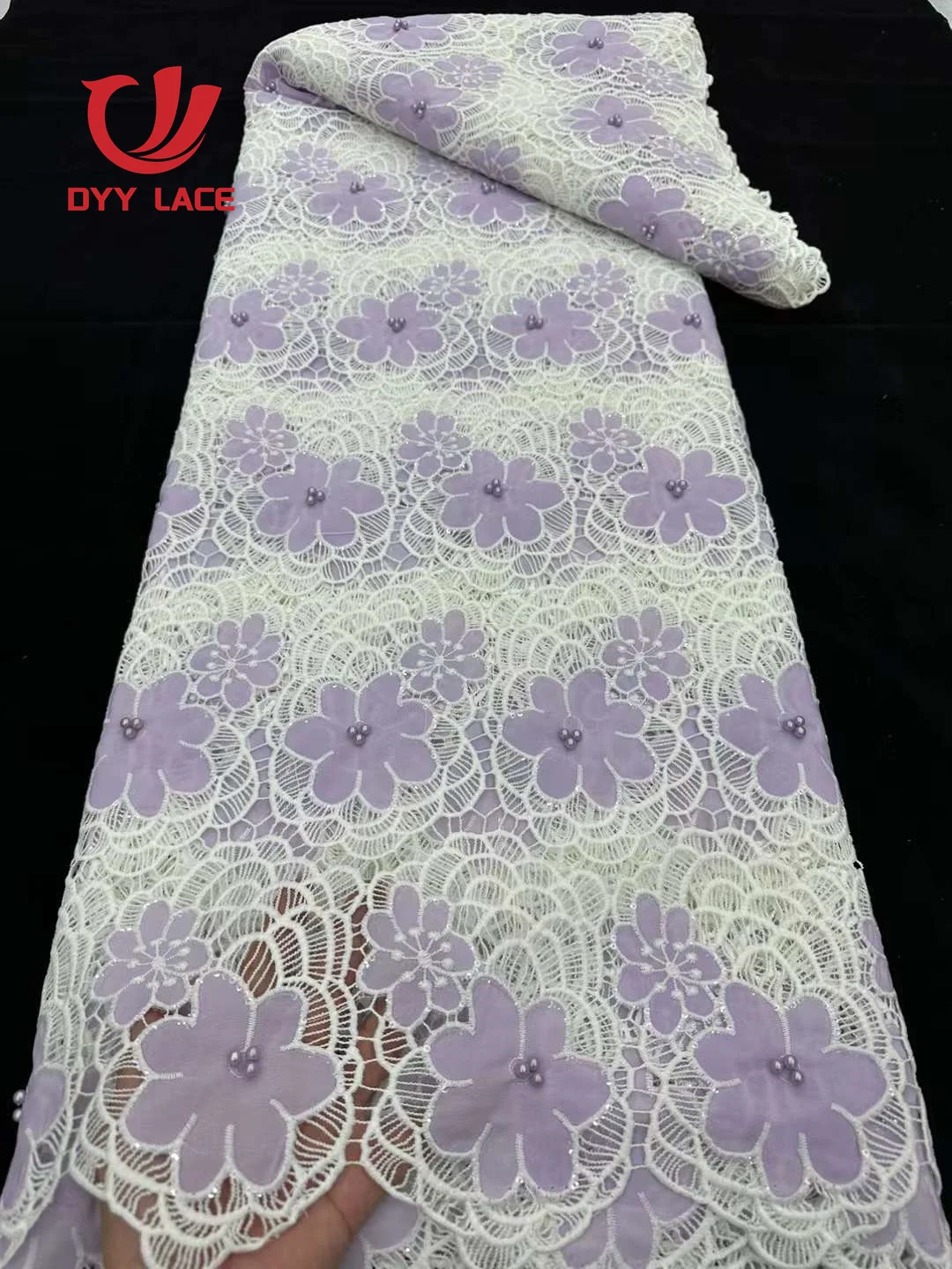 

Latest Luxurious African Fabric Embroidery French Sequins Lace Fabric 2023 High Quality Milk Silk Laces For Wedding 5 Yards