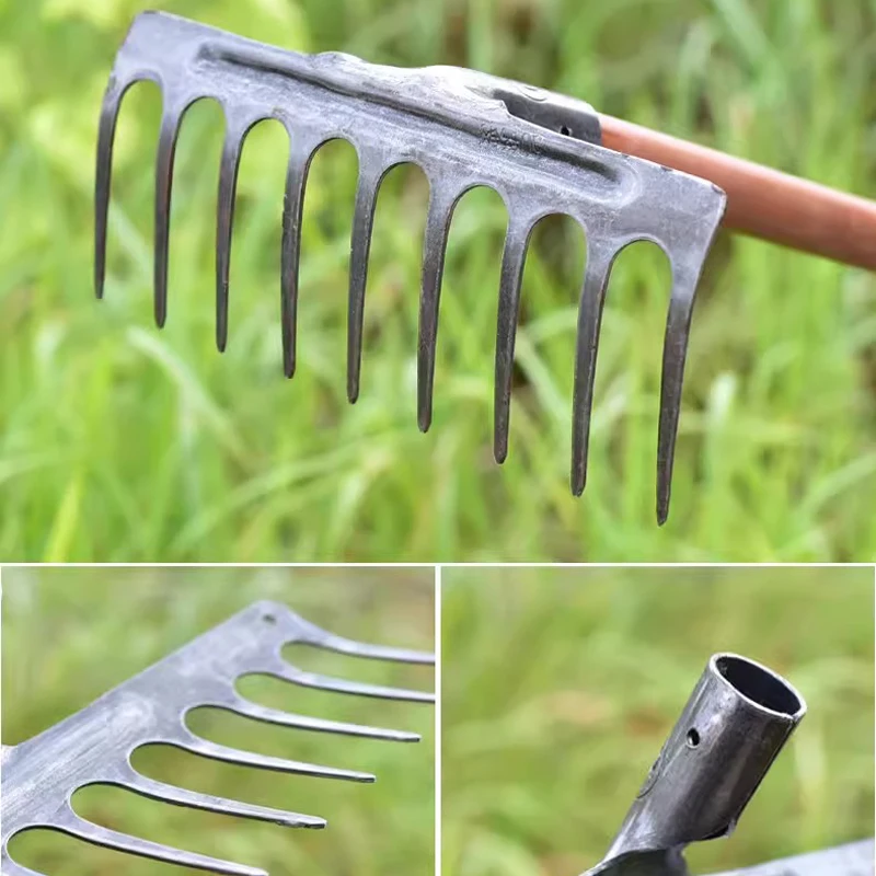 Manganese steel integrated rake grass loose soil farm tools weeding nail Garden Hand Rake