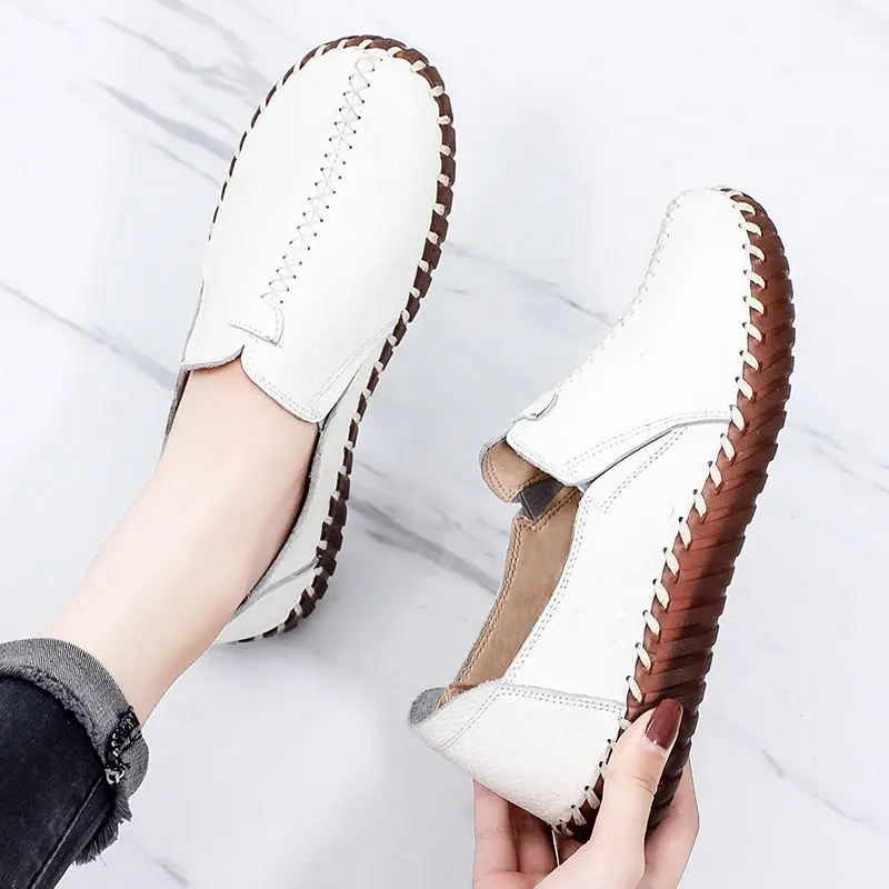 Luxus Bequeme Mama Schuhe frauen Müßiggänger Ballerinas Ältere Frau Echt Leder Mokassins Mom Vintage Schuhe Ohne Absätze – Detail 36