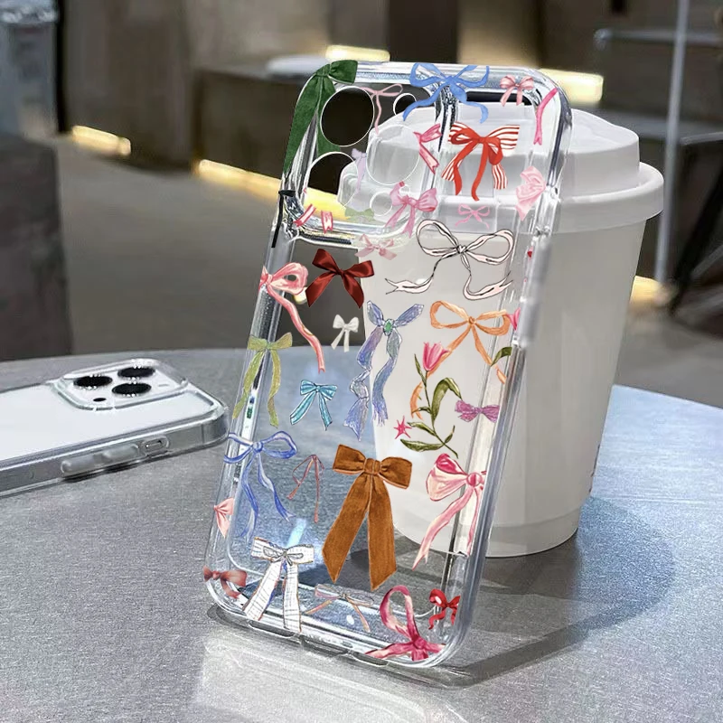 Bow Pattern Transparent Soft Phone Case - Stylish and Elegant Protection
