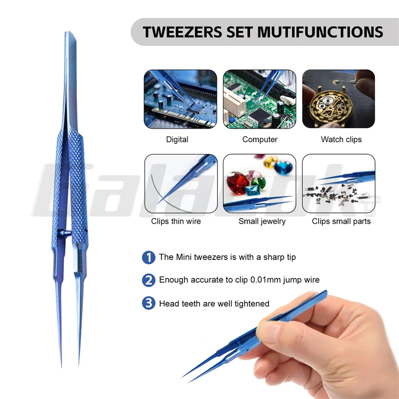 Titanium Alloy Precision Tweezers for Electronic Repair - Non-magnetic Fine-point Forceps