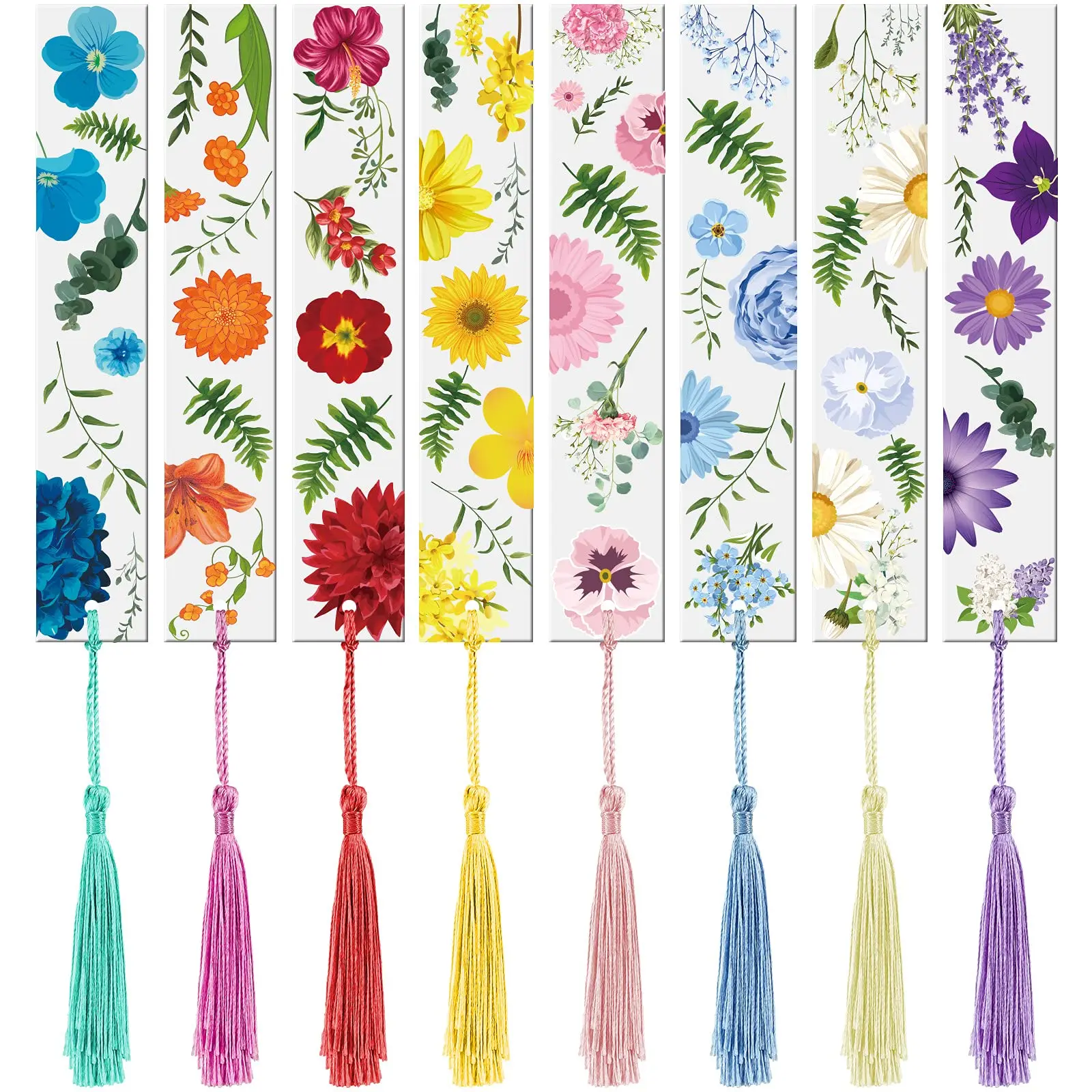 8Pcs Acrylic Dried Flower Bookmarks With Colorful Tassels Transparent  Floral Bookmarks Flower Page Marker Graduation Gifts landing page