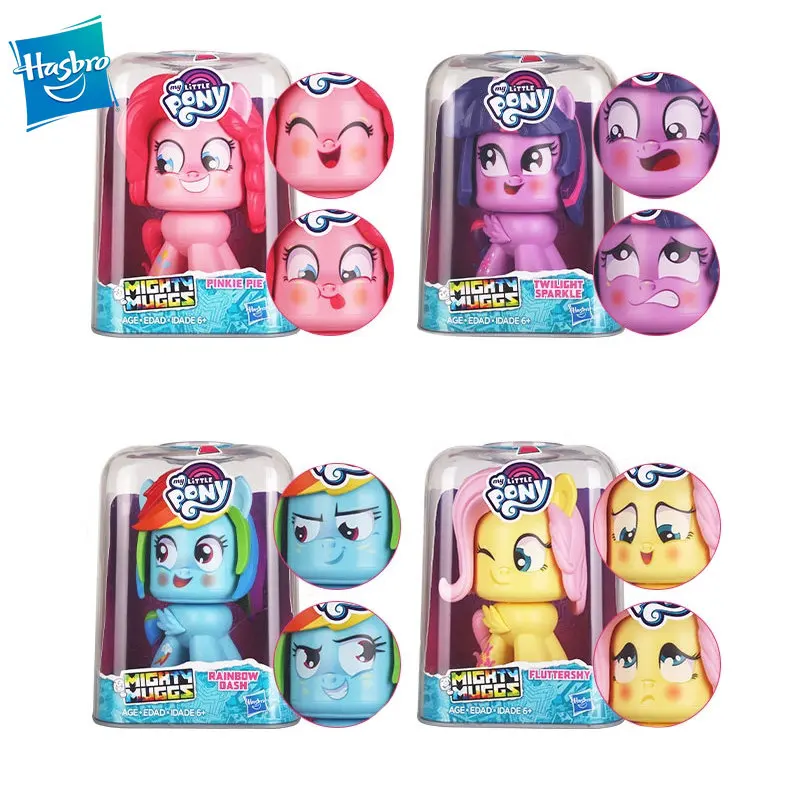 

Hasbro My Little Pony Twilight Sparkle Rainbow Dash Pinkie Pie Fluttershy Genuine Anime Action Figures Face Changing Doll Toys