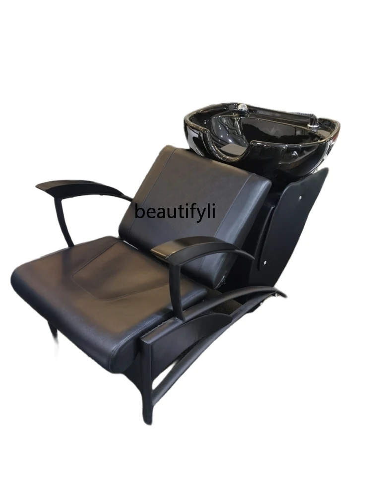 

Barber Shop Sitting Shampoo Chair Salon Hair Massage Couch for Hair Salon Simple Ceramic Basin Deep Basin Flushing Bed