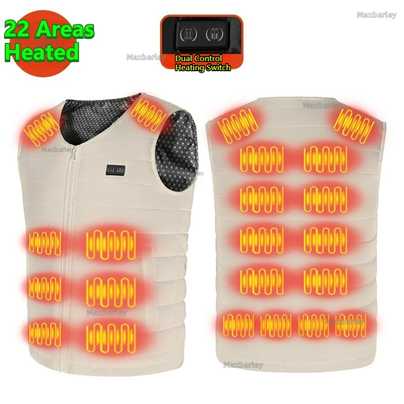 24 Zone Heated Jackets Men USB Smart Self Heating Vest Women Rechargeable Heated Coat Thermal Ski Heated Clothes Lightweight