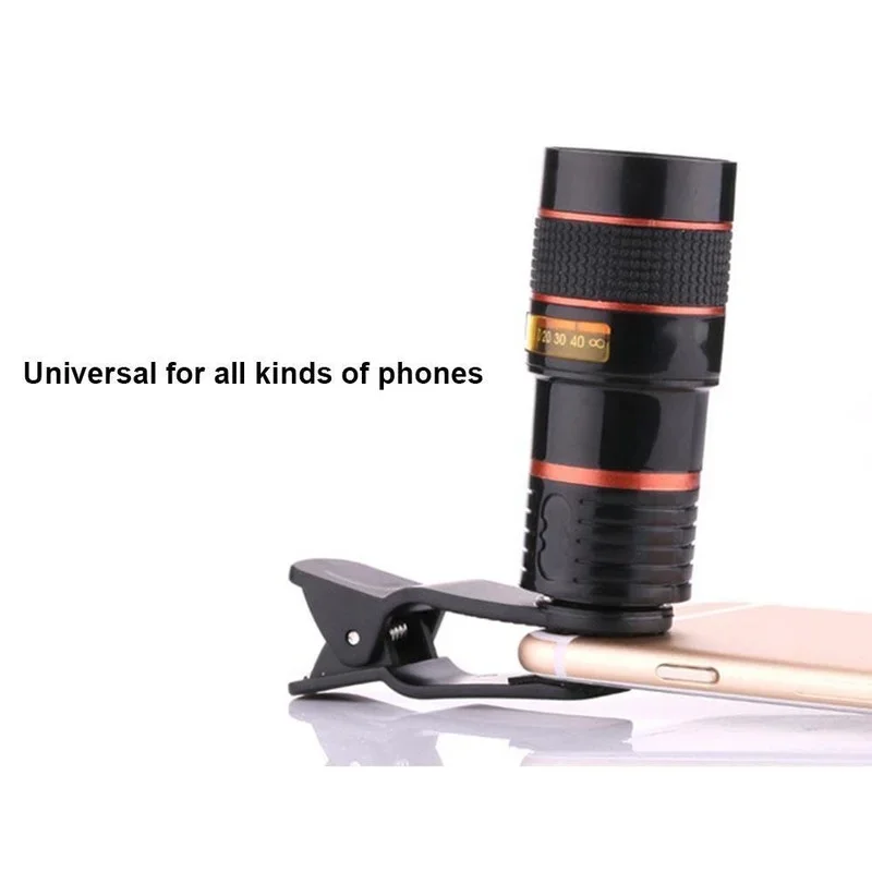 카메라 스마트폰 렌즈용 범용 휴대폰, HD 망원경 광학 렌즈, 줌 클립 렌즈, 확대경, 8x