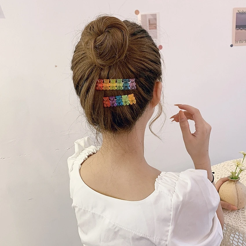 6 Candy Bears Hair Clips Barrettes Colored Bear Hairpin Women Girls Hairgrips Pins Hair Band Acccessories Pins hair accessory,hair clip
