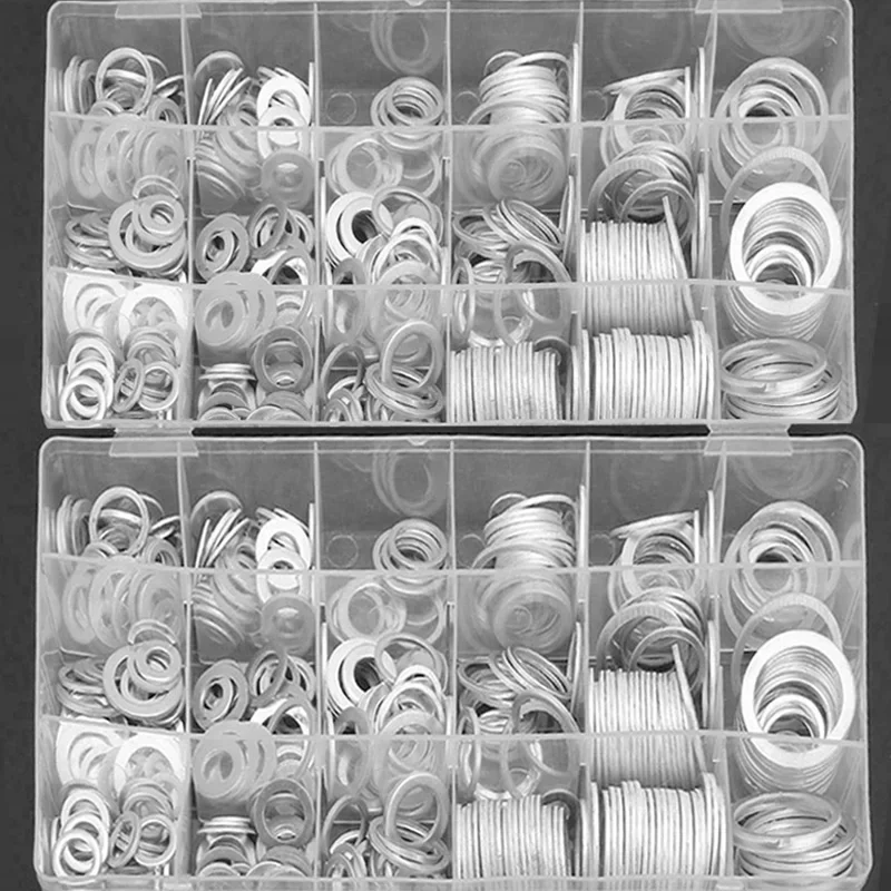 Aluminum Flat Gaskets Washers Assorted Gasket Metal Sealing Washer Assorted Aluminum Sealing Rings 200/280/450Pcs washer gasket set,washer gasket,aluminum washers,washer seal set