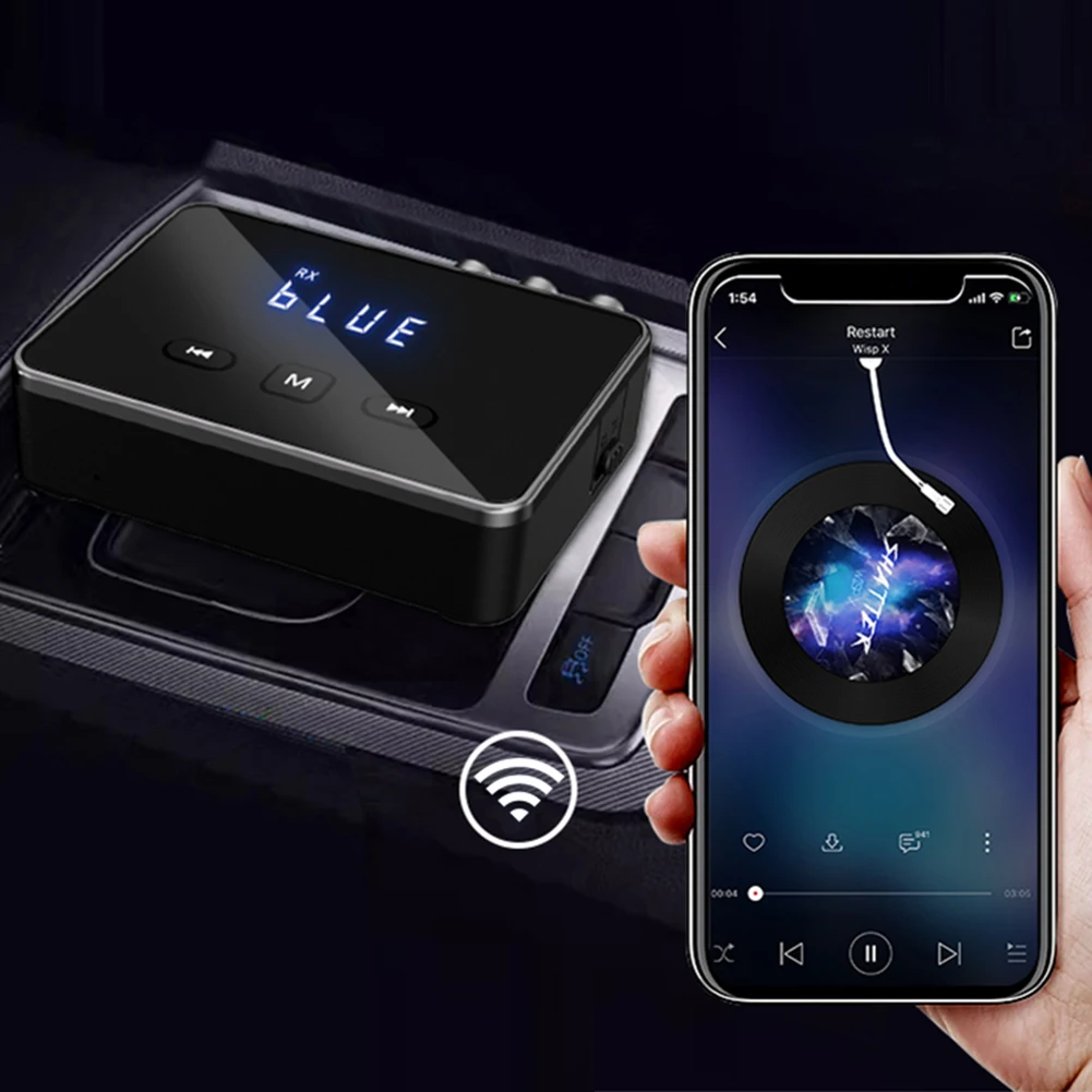 BT 5.4 Receiver Transmitter with RCA 3.5mm AUX & Display Wireless Audio Adapter BT Adapter for TV/Car/PC/Home Stereo/Speakers