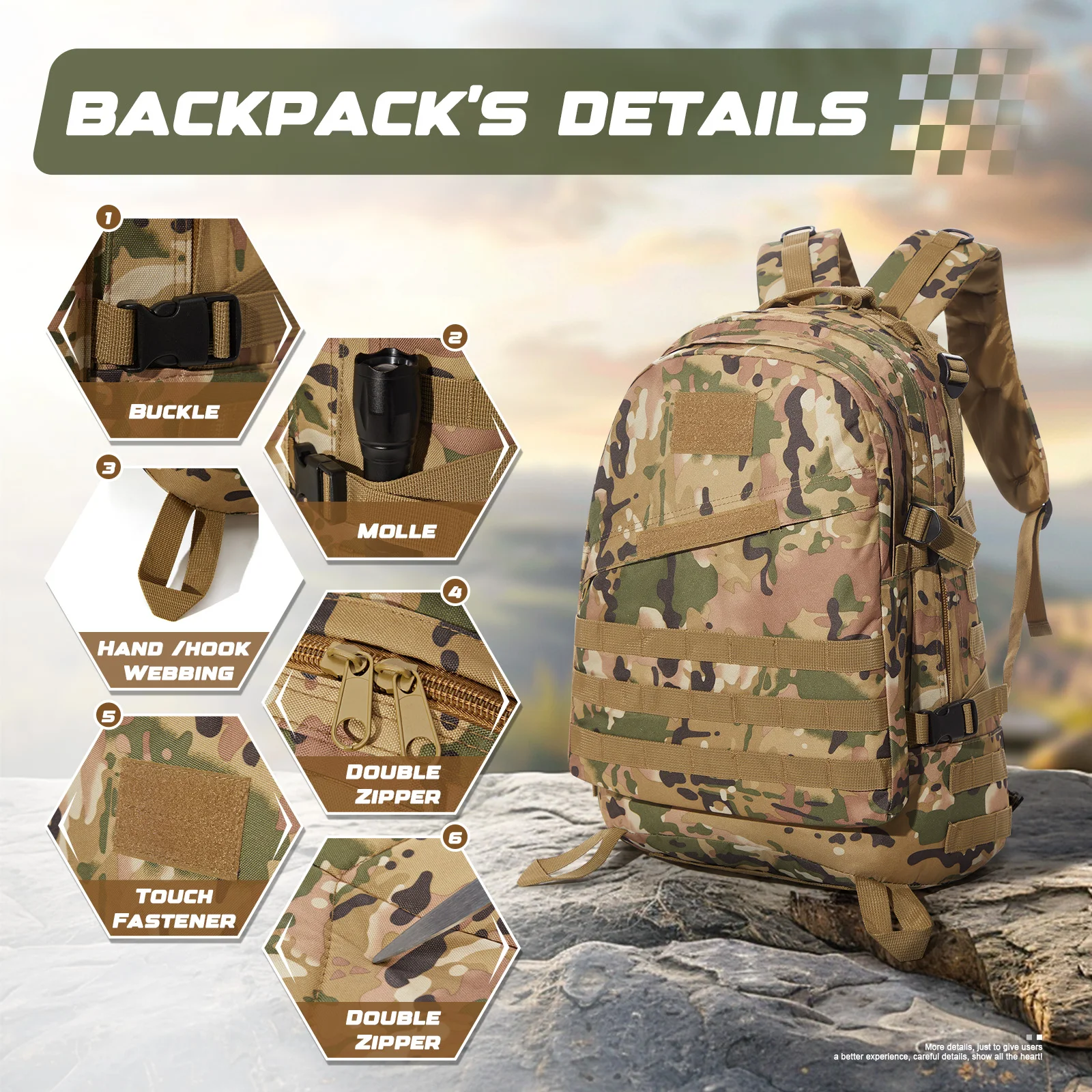 Versatile Tactical Backpack Survival Bag Hunting Travel Backpack GYM For Men Outdoor Hiking Rucksack Climbing Camping Men's Bag 6