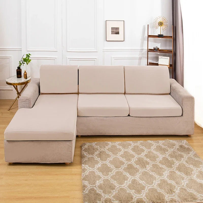 Plain Color Stretch Sofa Seat Cushion Cover For Living Room Elastic Furniture Protector Couch Chaise Longue Sofa Seat Slipcover 3