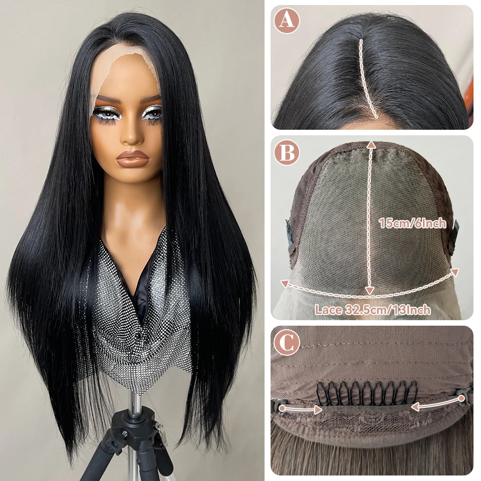 30Inch 13x6 Synthetic Lace Front Wigs Long Straight Blonde Wig For Black Women Natural Ombre Brown Cosplay Highlight Lace Wig