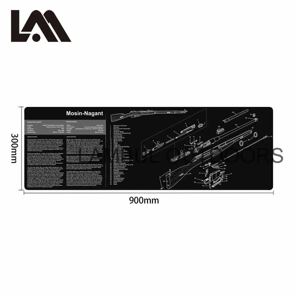 Mosin-Nagant K98 k Mossberg Gun Cleaning Rubber Mat With Parts Diagram and Instructions Armorers Bench Mat Ruger MP5 Mouse Pad