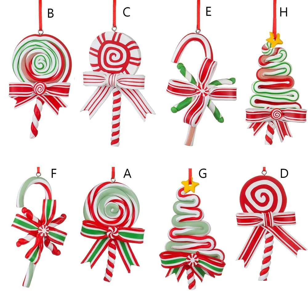 1Pc Christmas Candy Ornaments Lollipop Ornament Xmas Decor Candy Cane Hanging Decorations Fake Canes Crafts christmas decorations