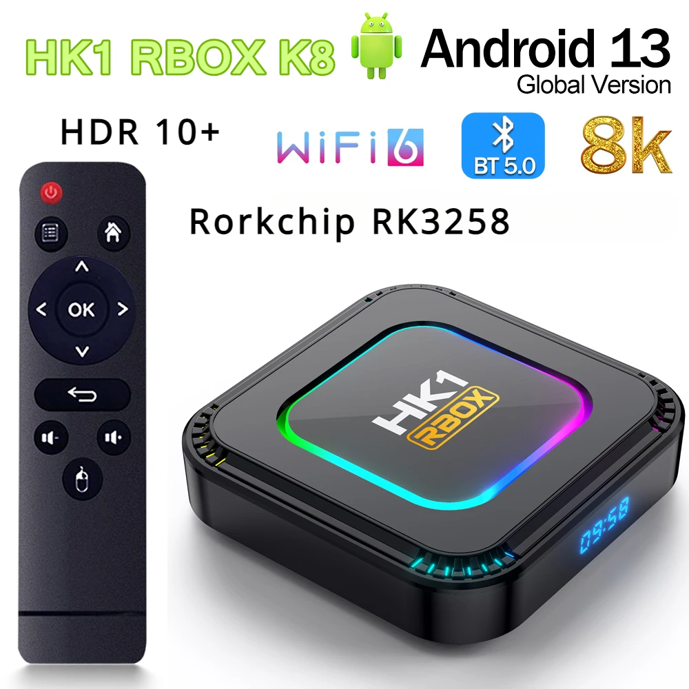 

HK1 RBOX K8 Android13.0 Smart TV BOX RK3528 2GB/16GB 4GB/32GB Wifi6 2.4G&5G Wifi 8K HD Media Player Set Top Box