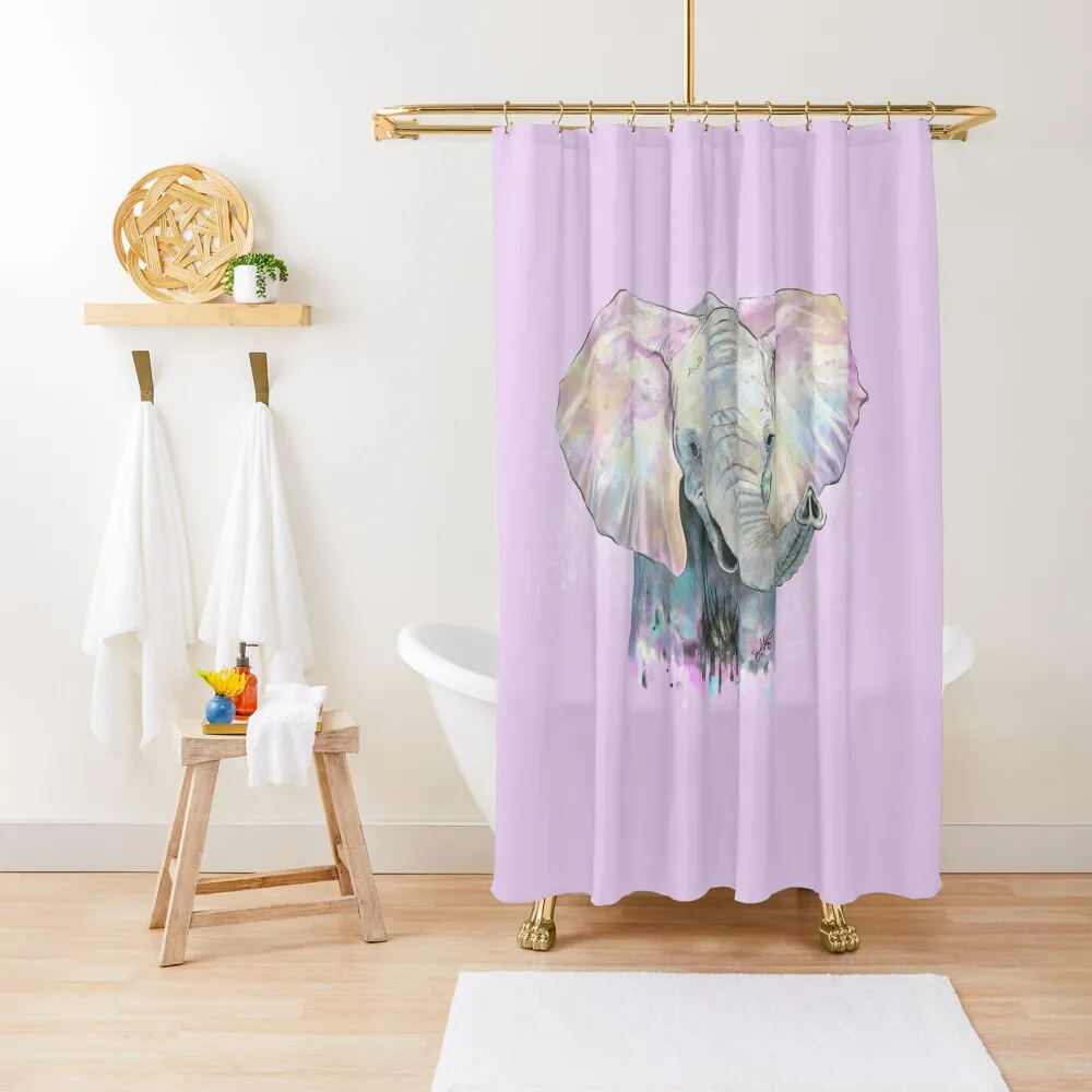 

Elephant Splash Watercolor Shower Curtain Bathroom Fabric Funny Shower Bathroom Showers Curtain