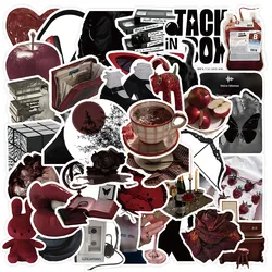 Vibrant Red & Black Themed Decorative Sticker Set - Perfect for Journals, Phone Cases & Laptops (50PCS)