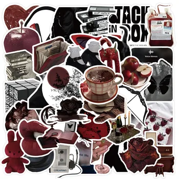 50 adesivi a tema rosso e nero - Decalcomanie decorative per diari, custodie per telefoni e laptop RegistrazioneYourLife Store