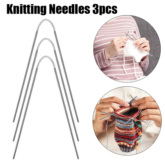 3Pcs Knitting Needles Knitting Tool Stainless Steel Circular Flexible Sock  Knitting Needles - AliExpress