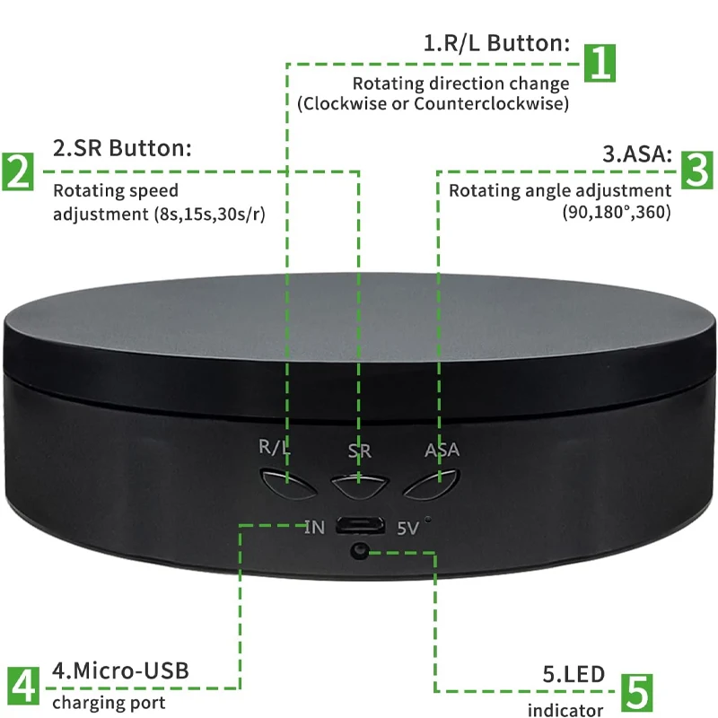 Electric Rotating 360° Display Stand with Adjustable Speeds for Photography and Product Showcases