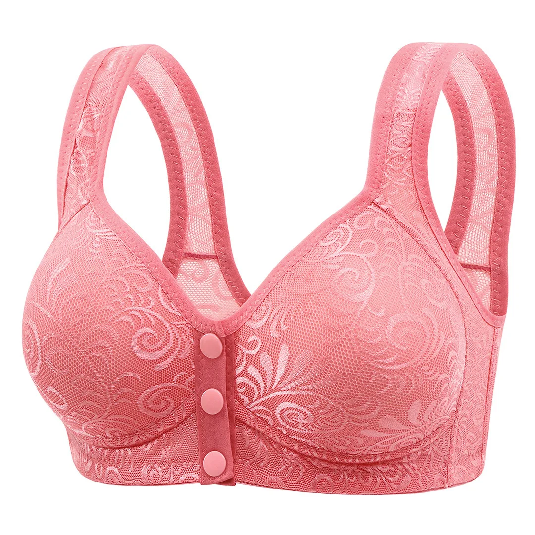 Women's Seamless Fixed-cup Front-closure Sports Underwear Non-wired Thin Vest-style Full Cup Bra