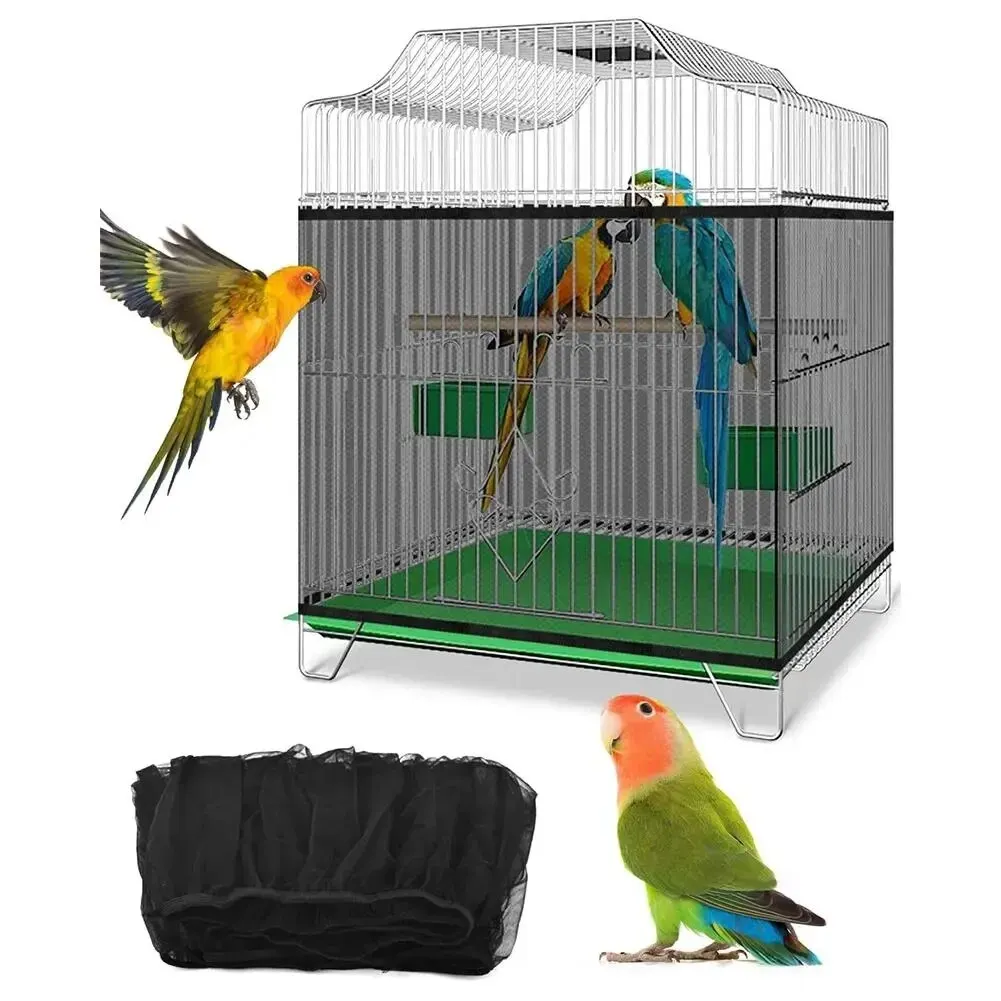 Cubierta Universal Ajustable Para Jaula De P&aacute;jaros Y Loros, Falda De Malla El&aacute;stica Transpirable, Cubierta Red a Prueba bird cage cover bird cage accessories