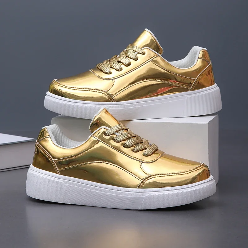 Women Over Size 36-44 Sport Shoes Gold Female Athletic Training Sneakers Flat Comfortable Girls Outdoor City Walking Shoes