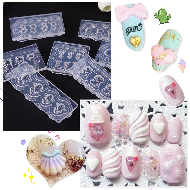

1PC 3D Silicone Nail Carving Mold Flowers Letter Butterfly Mould Stamping Template Nails Stencils DIY Manicure Nail Art Tools