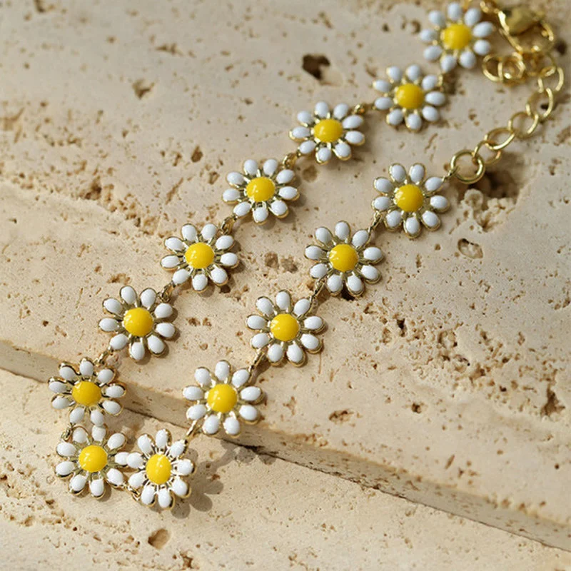 Flower Daisy Clavicle Chain Necklace Women Choker Statement Wedding Bridal Pendant Jewelry Korean Girls Gift Neck Accessories