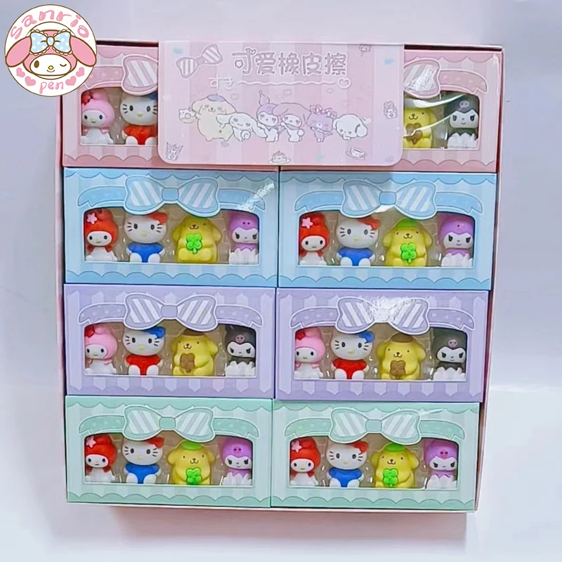 

Sanrio Cartoon Eraser 12/24pcs Cinnamoroll Melody Hello Kitty Rubber Creative Students Kawaii Stationery School Gifts Wholesale