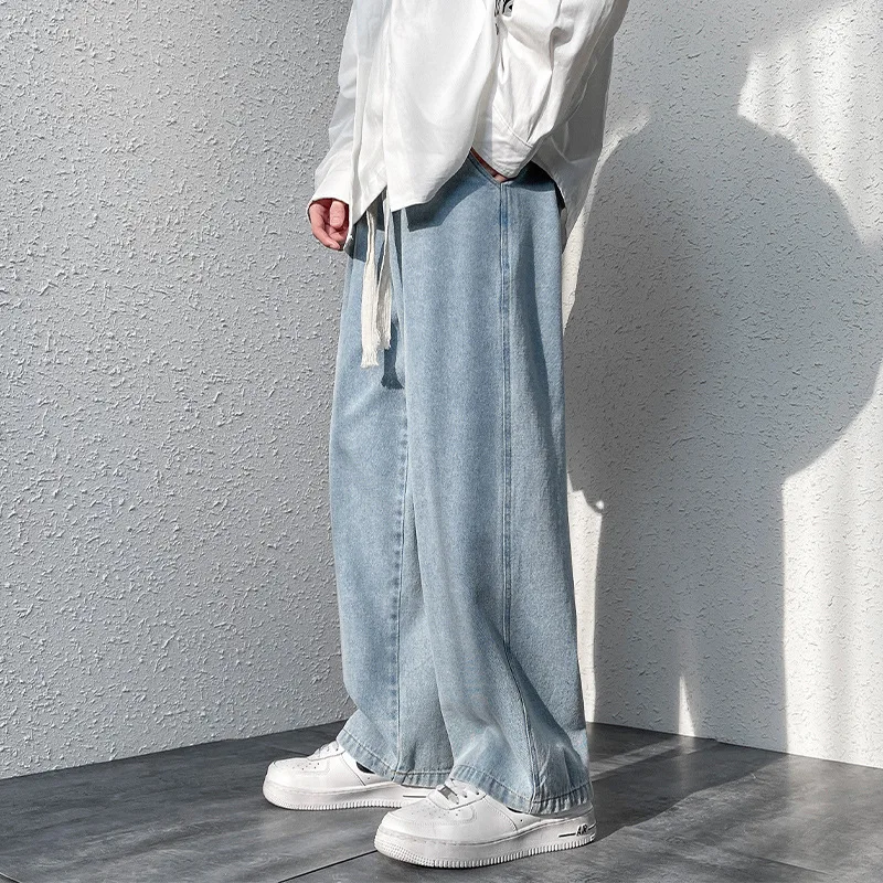 Pantalones Vaqueros Holgados Para Niños - Corte Recto, Cintura Elástica, Tejido De Mezcla De Algodón - Moda Casual Y Cómoda