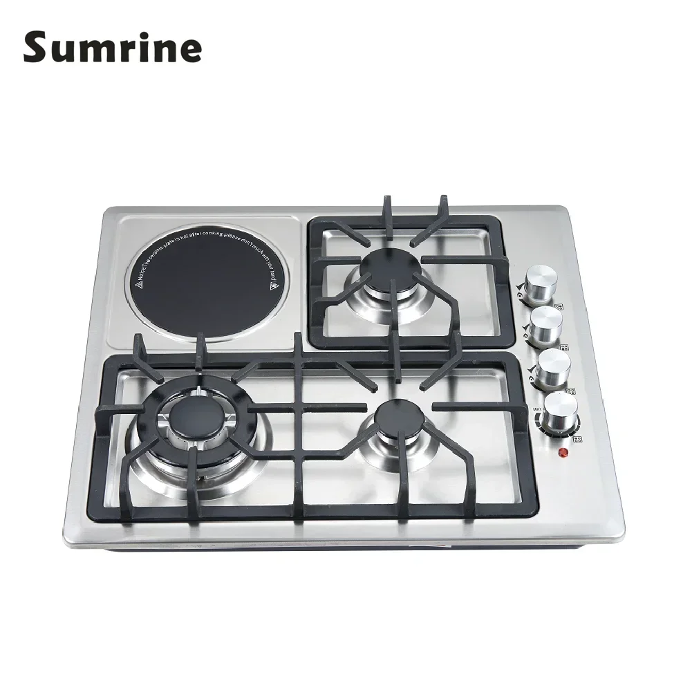 Black 4 Burner Gas And Electric Gas Cooktop Ceramic Plate Cooking Hob Best Welcome Stove Appliance