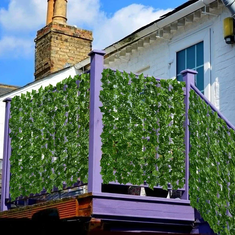 Leaf Fence Ivy Privacy Screen Balcony Privacy Garden Leaves Fence Artificial Hedge Apple Leaf Outdoor Decoration 50&times;500cm artificial leaf fence