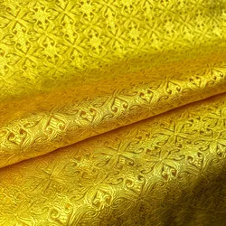 Elegant Vintage Floral Damask Silk Satin Brocade Jacquard Fabric for Sewing and Upholstery (Gold)