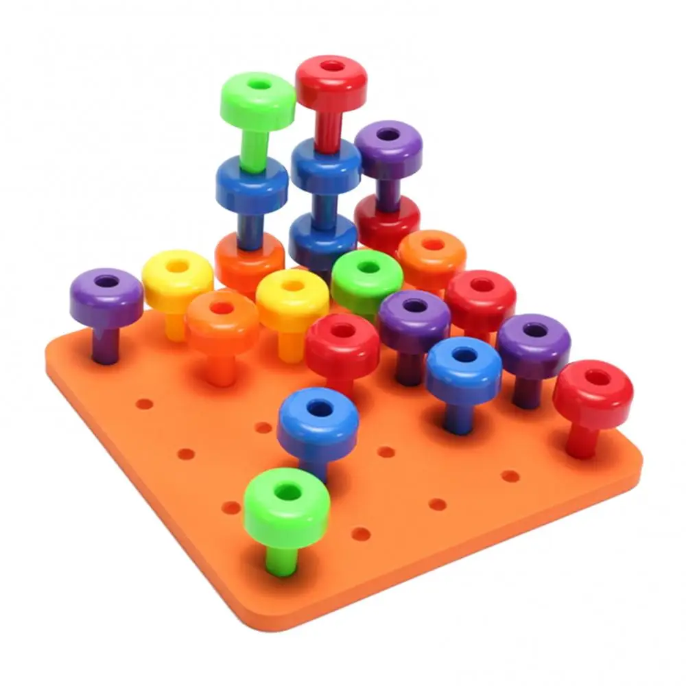Creative Building Block Kids Early Learning Nail Stacking Peg Board Set Toddlers Puzzles
