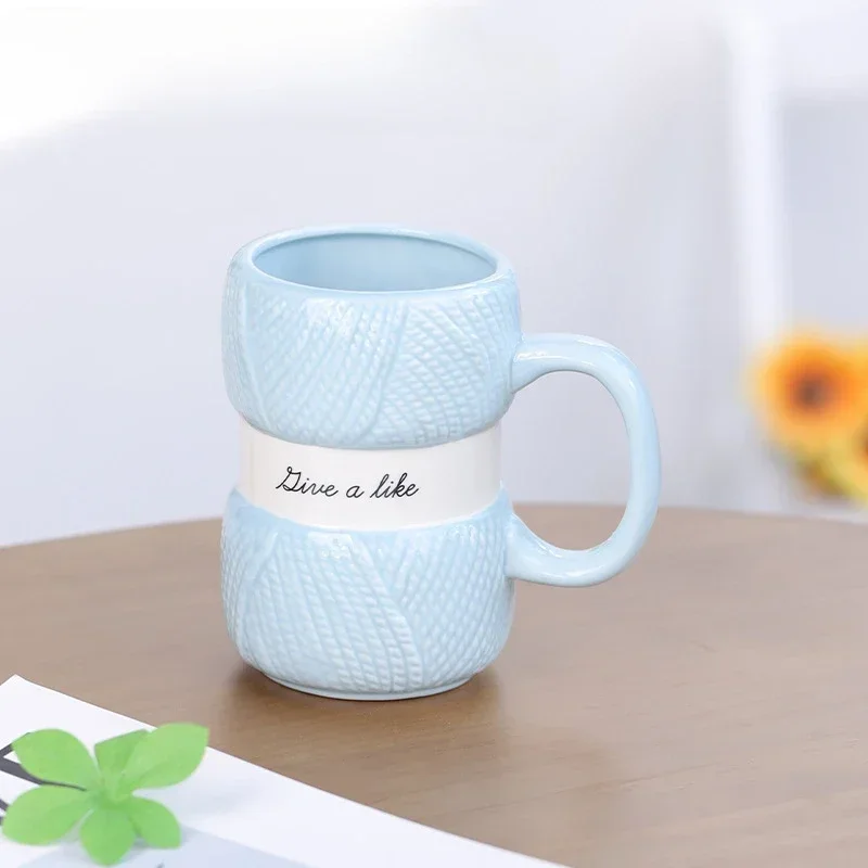 Wool-Patterned Ceramic Coffee Mug - 400ml - كوب قه...